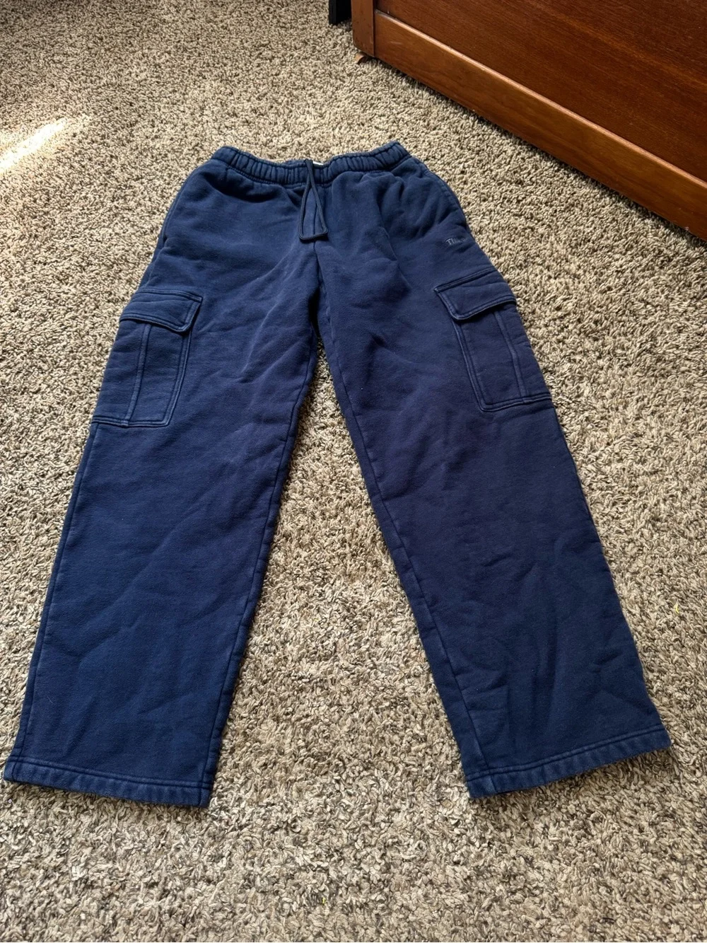 TNA Navy Straight-Leg Cargo Sweatpants - Picture 2 of 3
